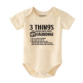 Kiddiepro Funny grandmother baby bodysuit Three things you should know about grandma Cute custom Unisex infant newborn gift boy girl outfit